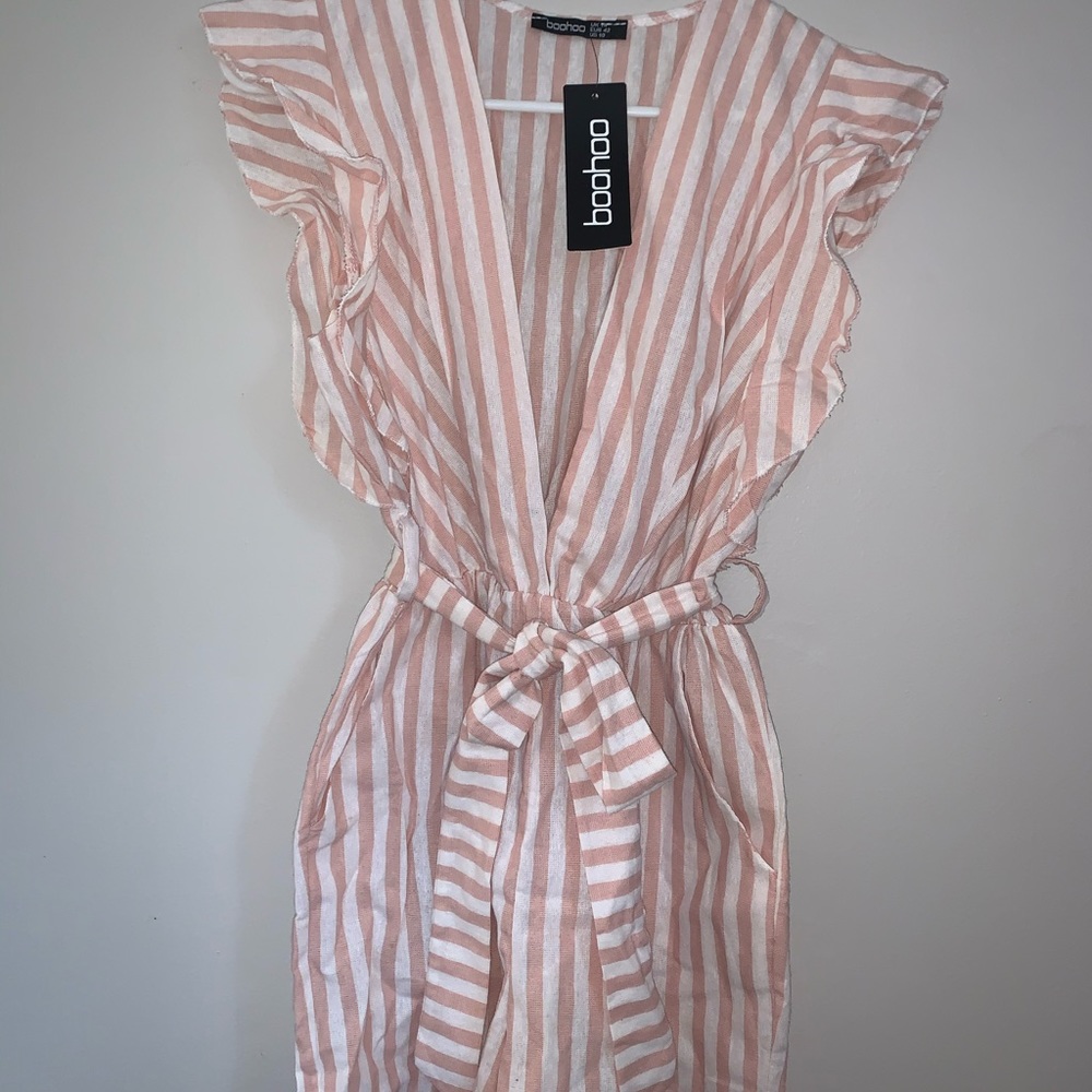 Boohoo Pink/White Romper